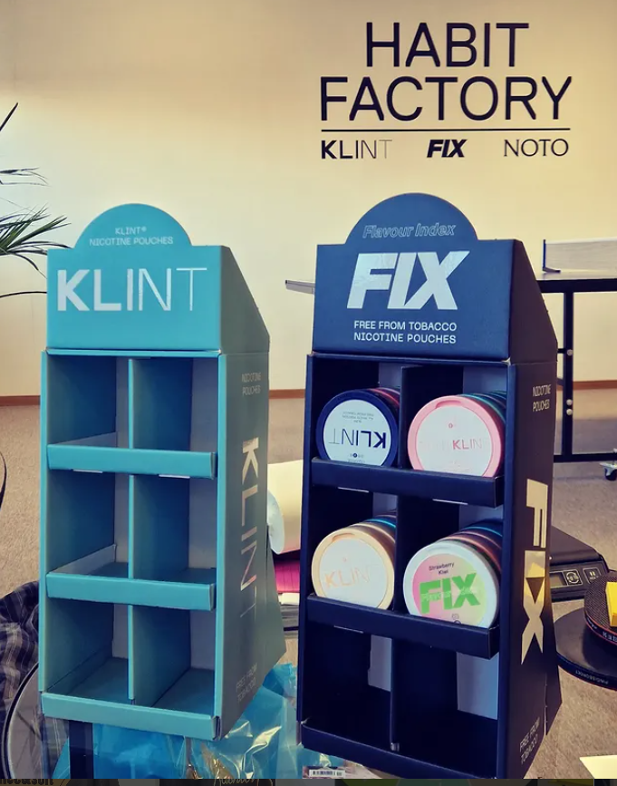 6-pack snusdisplay till Habit Factory med soft-touch laminat och UV-lack, producerad av JM Printsolutions