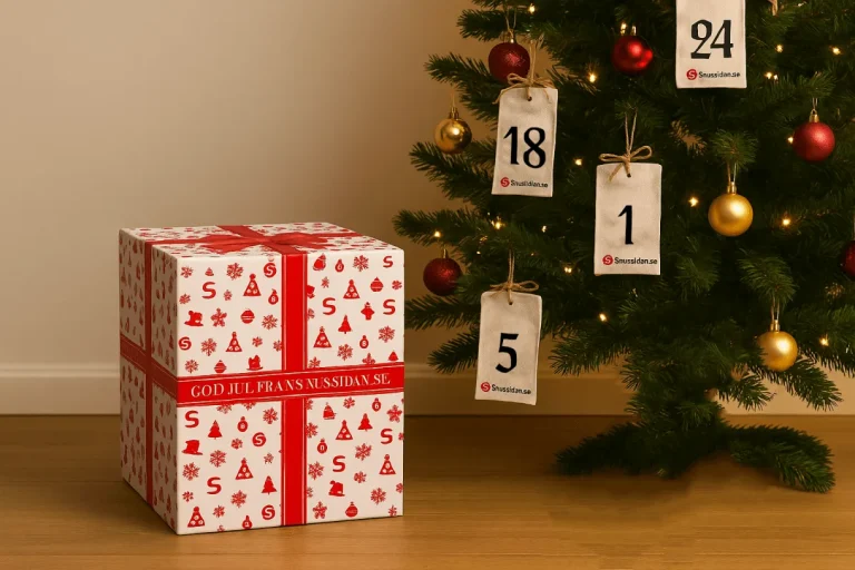 Snussidans Julkalender 2025 med lackförädling och soft-touch laminat, producerad av JM Printsolutions